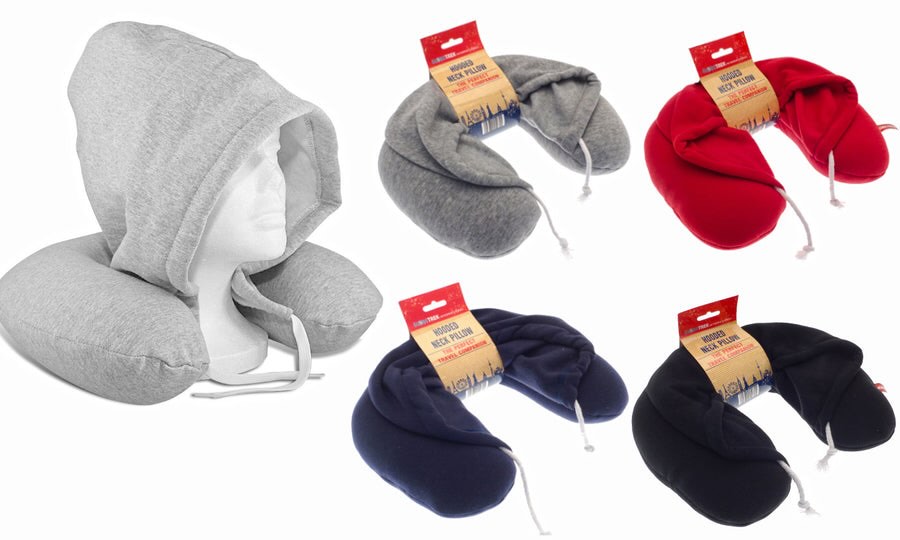 Hooded travel neck pillow